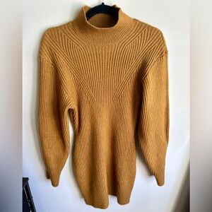 Mock-Turtleneck Ribbed Sweater Dress | H&M Mustard yellow | Bodycon Knit Mini